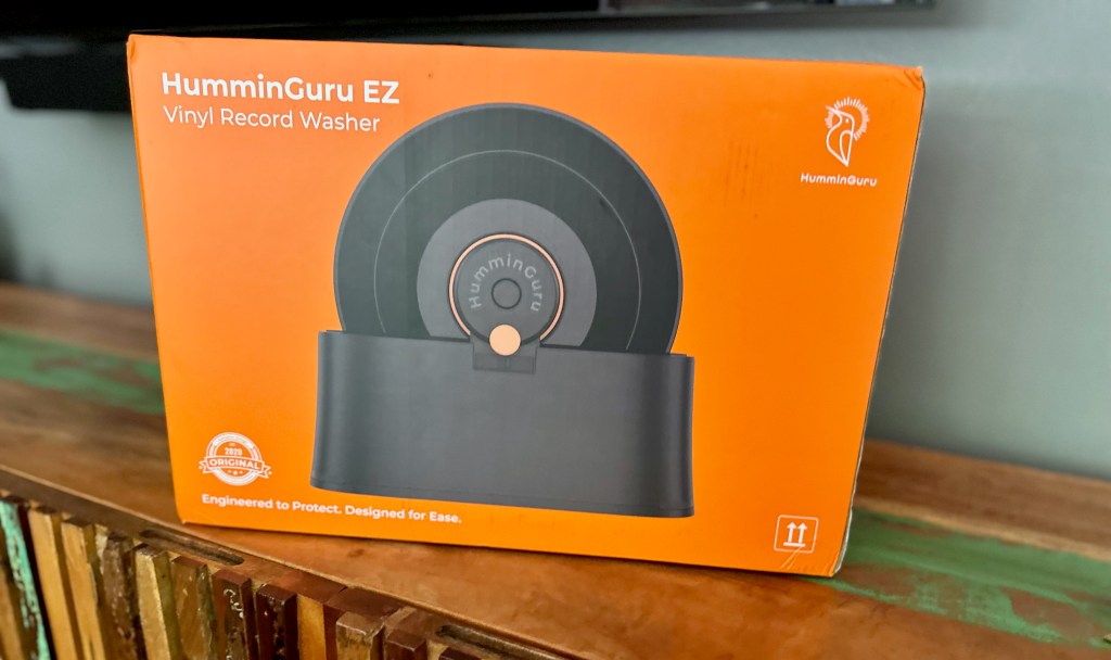 Box for the HumminGuru EZ Vinyl Record Washer before unboxing and assembly.